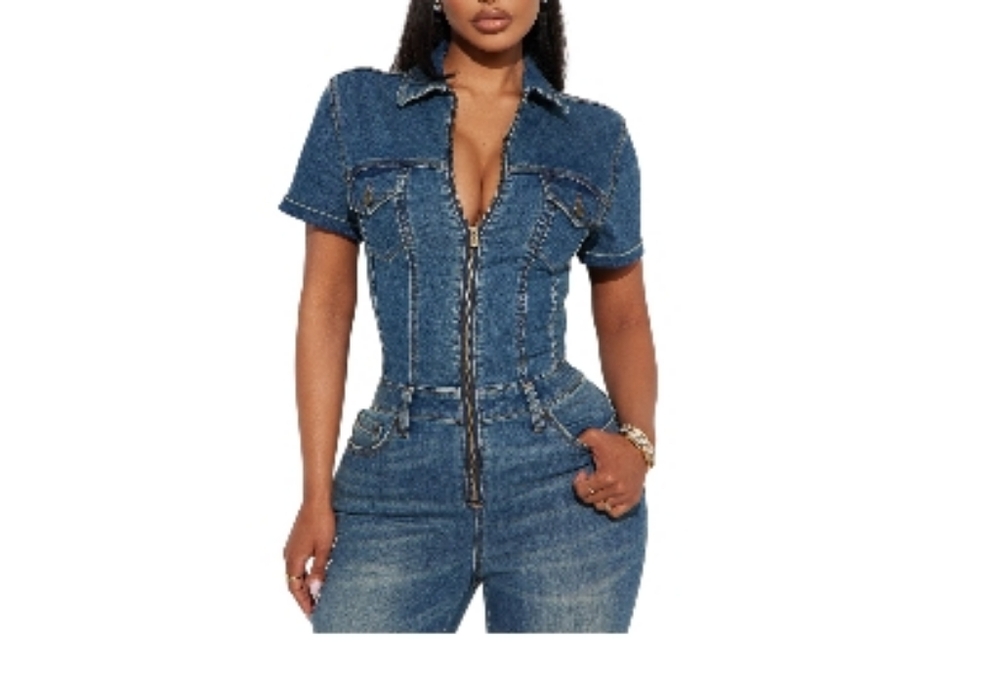 Women's Ed Hardy NYC Denim Jumpsuit - Medium Wash Size XL - Picture 4 of 14
